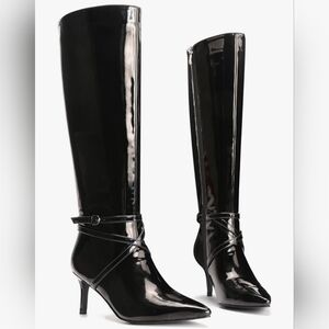Feetquake Patent Womens Knee High Stiletto Boots, Size 11M, NWT